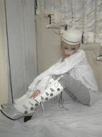 Cutwork Faux‑Leather Gaiters