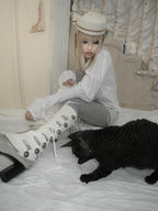 Cutwork Faux‑Leather Gaiters