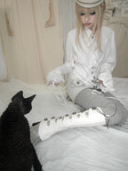 Cutwork Faux‑Leather Gaiters