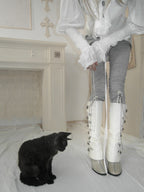 Cutwork Faux‑Leather Gaiters