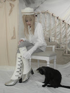 Cutwork Faux‑Leather Gaiters