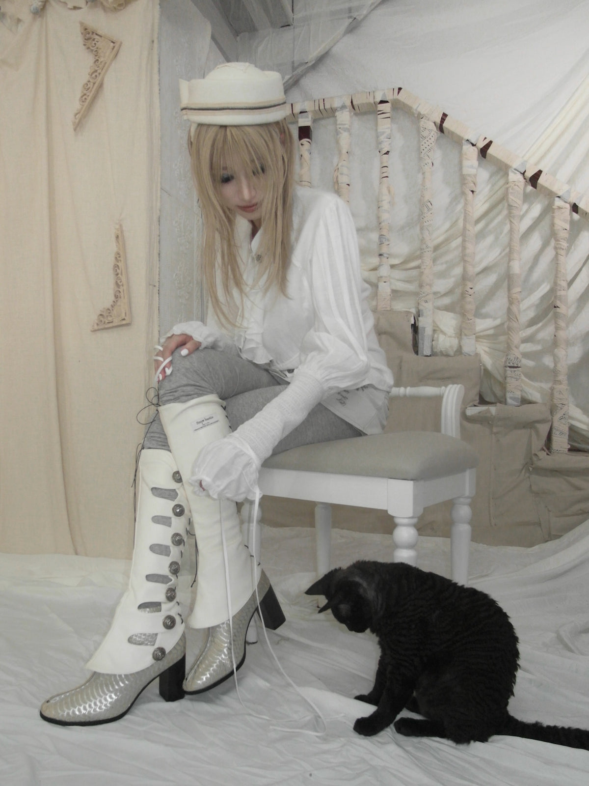 Cutwork Faux‑Leather Gaiters
