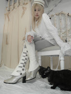 Cutwork Faux‑Leather Gaiters