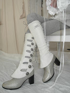 Cutwork Faux‑Leather Gaiters
