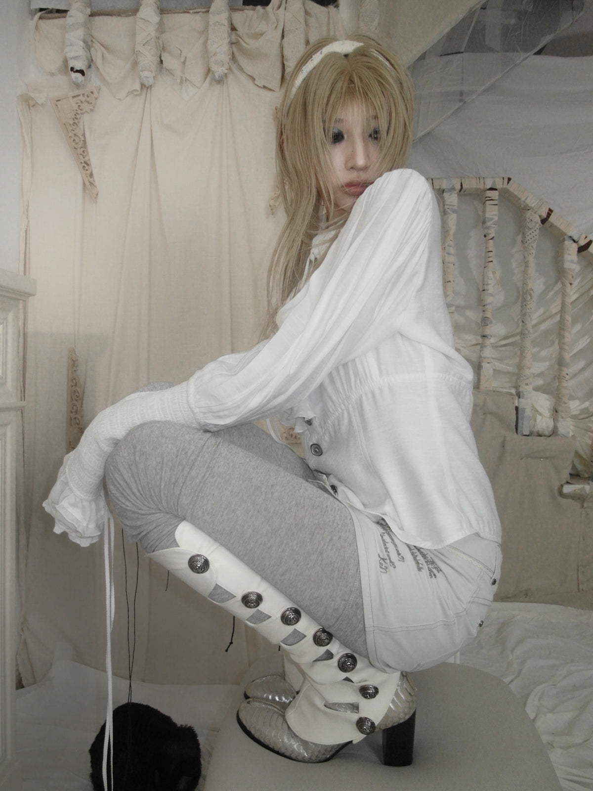 Cutwork Faux‑Leather Gaiters