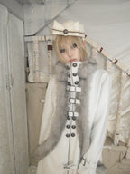 Snow‑Hued Fur‑Trimmed Coat