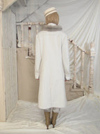 Snow‑Hued Fur‑Trimmed Coat
