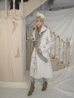 Snow‑Hued Fur‑Trimmed Coat