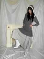 Button drop-crotch skirt pants