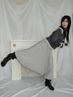 Button drop-crotch skirt pants