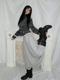 Button drop-crotch skirt pants