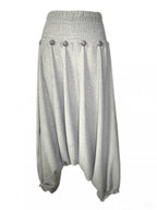 Button drop-crotch skirt pants