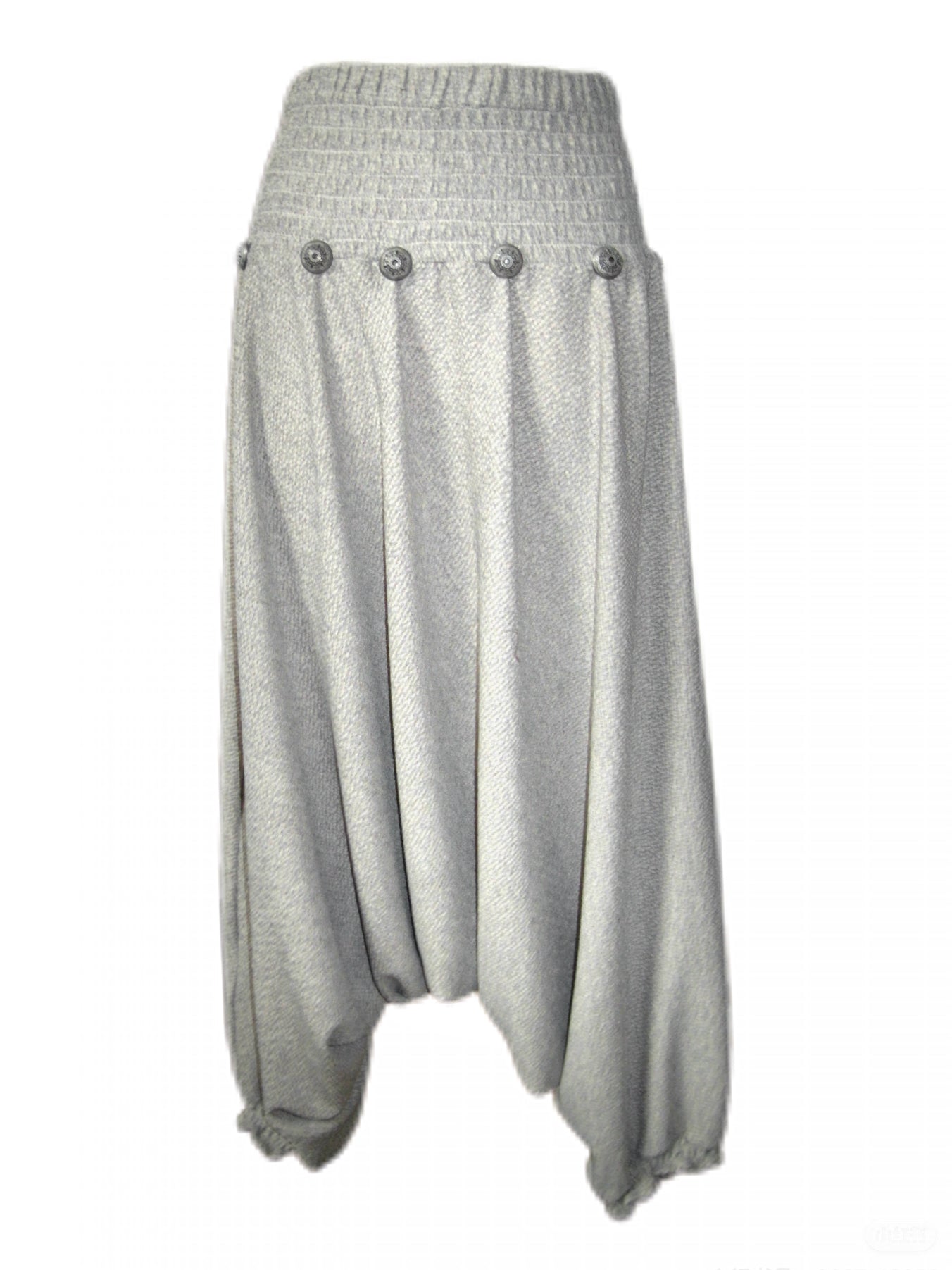 Button drop-crotch skirt pants