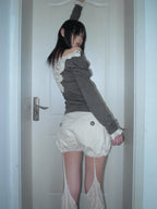 Heart-embroidered court shorts