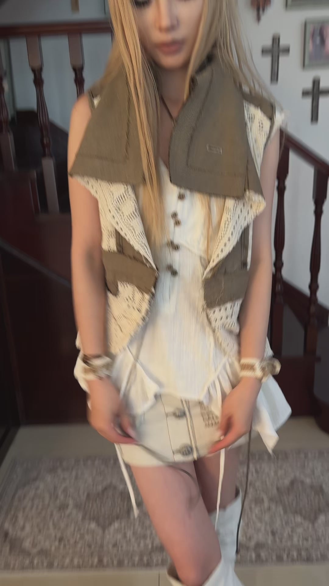 snow castle patchwork vest